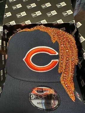 New Era Navy and Orange Chicago Bears Crystal-Embellished 9FORTY Cap